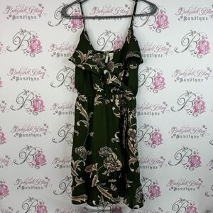 Japna dress ruffle detail frilly ornate Floral Green Dress with Ruffle Detail